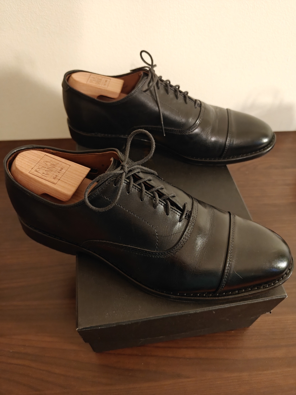 Allen Edmonds Park Avenue - Black Leather Cap-Toe Oxford Dress Shoes 9.5D